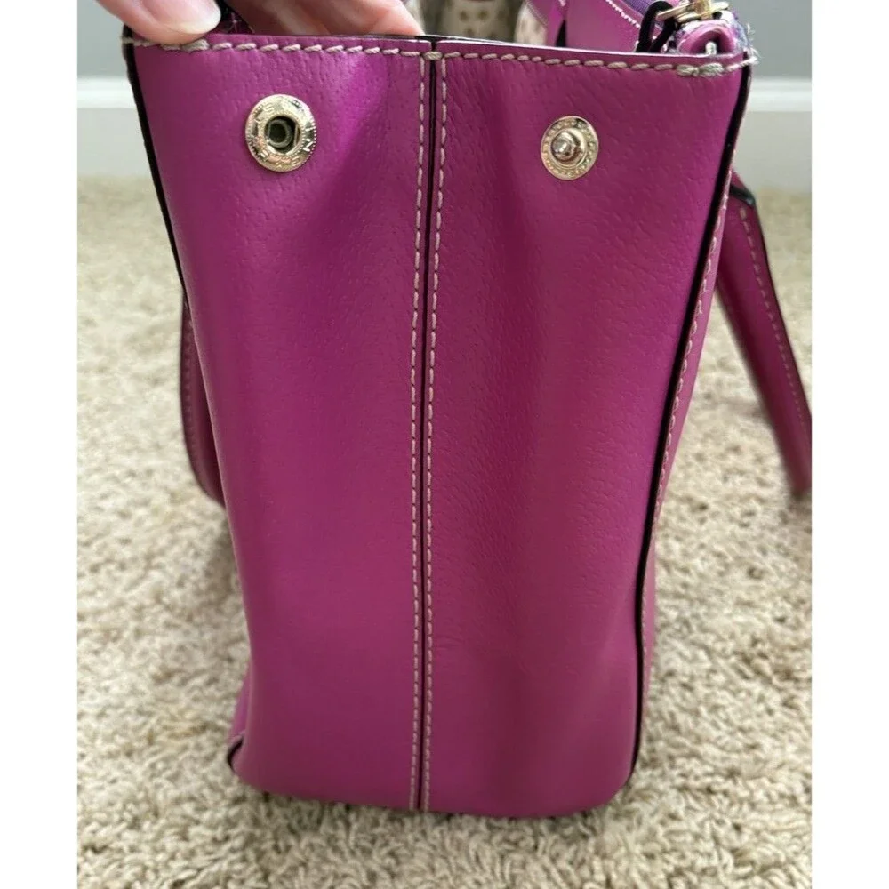 Kate Spade New York Wellesley Leather Tote Bag Fuchsia Pink Large Zippered Top